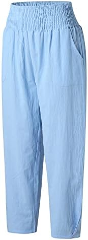 2023 Nove pamučne pantalone za žene, elastična struka široko-noge labave pantalone sa dugim hlačem sa džepovima