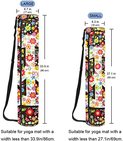 Torba za prostirku za jogu, hipi Flowers simbol mira Vježba prostirka za jogu nosač sa punim patentnim zatvaračem torba za nošenje