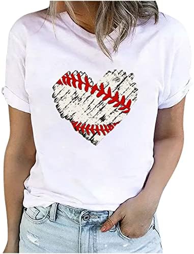 Ženski bejzbol vrhovi ljetni bejzbol grafički print kratkih rukava Tunnic majica Lose Comfy Crew izrez za izrez pulover