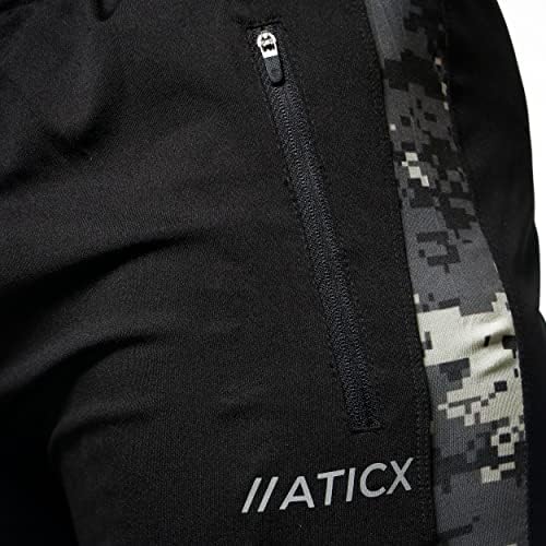 ATICX ActiWear poliesterske kamuflažne uske hlače za muškarce - atletske donje za sport - 4 smjerne rastezljive Lycra teretane