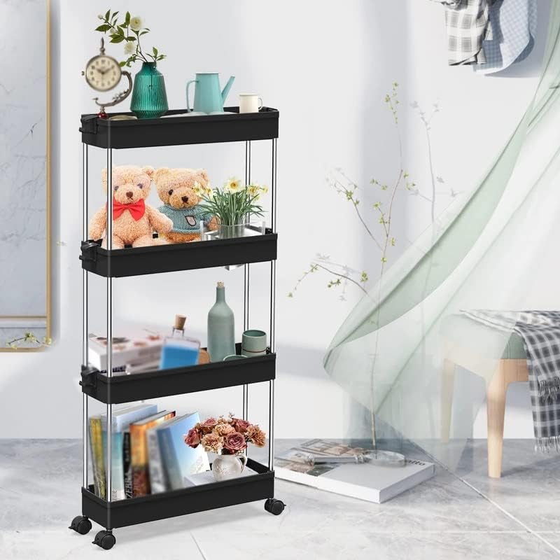 GENIGW 4 Tier Slim mobile storage cart Rack Storage Basket za kupatilo veš usko mjesto