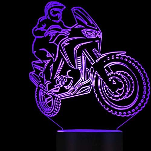 Jinnwell 3d Motorcycle Car noćna lampa iluzija Led 7 promjena boje dodirni stol za presvlačenje Stolne lampe akrilna ravna ABS baza