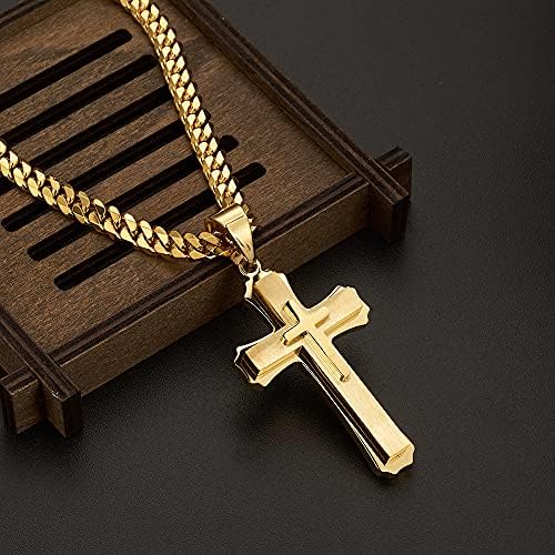 putouzip 18k zlato Iced Out Cross privjesak 316L od nehrđajućeg čelika Kubanski Link Lanac ogrlica za muškarce žene