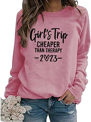 Grilov izlet jeftinije od terapije 2023 košulje za žene, jednostavno pismo ispis Crewneck dukseri dugih rukava pulover