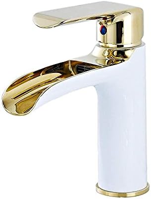 Xyyxdd slavina, mesingana sliva bijela vodopada slavina za kupaonicu za kupatilo vruće i hladne vode Sklapa za miješanje