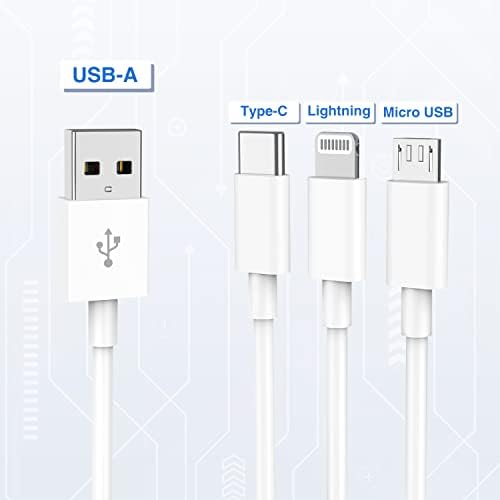 Multi punjački kabel, 6FT-ov više punjač kabel Višestruki USB kabl Universal 3 u 1 adapter za punjenje sa tipom C, Micro USB priključci