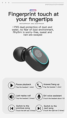 Bežične slušalice TWS Bluetooth 5.2 Slušalice Stereo slušalice Sportske uši sa mikrofonom svjetiljkom za pametni telefon. Borov