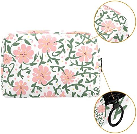 Torba za šminku Zipper torbica Slatka velika putna kozmetička torba za žene za žene Organizator dodatne opreme, slatka ružičasta cvijeće