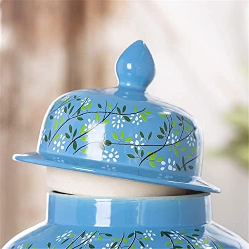 Keramičke staklenke, čaj tegljač, kišni stil Skladišta, plava keramička jar vaza sa poklopcem porculana Vaza ukrasne tegle sa poklopcima Jinger tegle za kućni dekor đumbir jar vaza