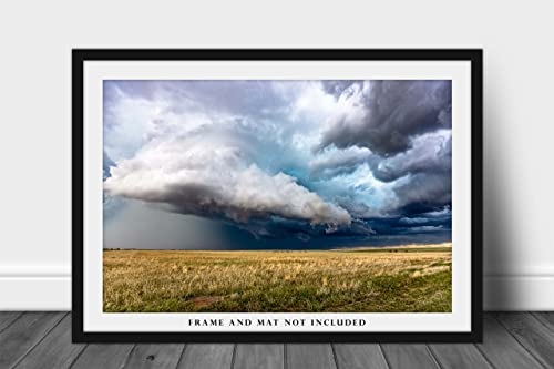 Storm Photography Print slika Supercell Thunderstorm-a nad otvorenom prerijom na prolećni dan u zidnom umetničkom dekoru Colorado Great Plains 4x6 do 40x60