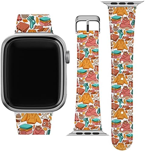 Zamjena bake za zglobove za Apple Watch serija 7/6/5/4/3/2 / 1 / se dizajn začina bundeva PU kožna jesen jesen narukvica zamjenski