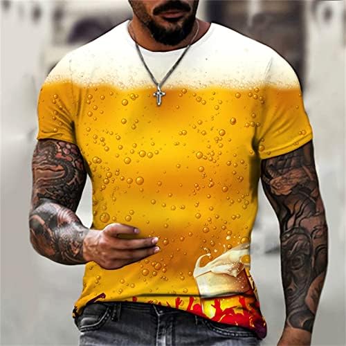 Muškarci pivo realistično 3D print majica u boji Blok ljetni kratki rukav okrugli vrat ulica Thirts na vrhu casual pulover