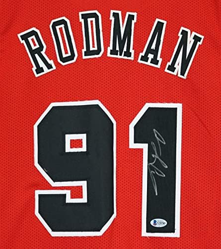 Dennis Rodman Chicago Bulls potpisan autogramirani crveni br. 91 Custom Jersey Beckett COA