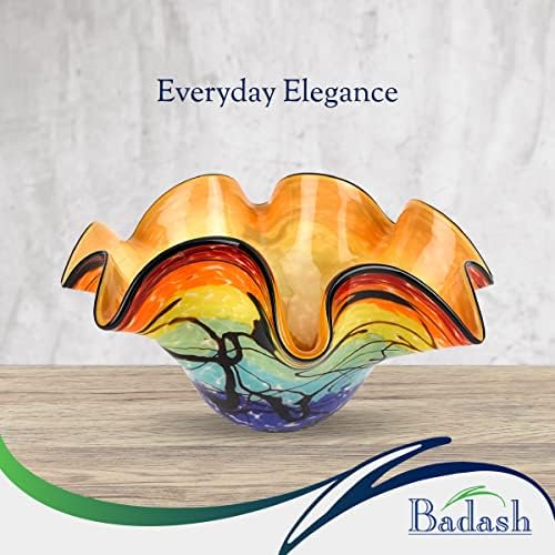 Badash Allura Bowl - Murano-Style Rainbow Art Staklo - Murano-Style Art Staklent Center Farmer - 15 Ustalo puhana čaša - Dekor Center