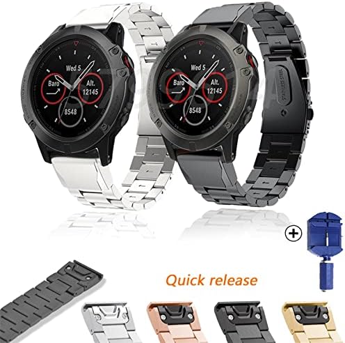 VBWVA remen za ručni zglob od nehrđajućeg čelika za Garmin Fenix ​​6x 6s 6 5x 5 5S plus 3HR 935 945 Easyfit Brzi oslobađanje Metalni