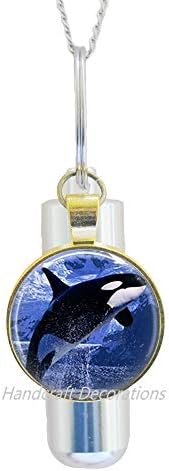 Delphins kremacija urn ogrlica prijateljski poklon morskog urnog plavog okeana kremacija urna ogrlica dolfin nakit morska kremacija
