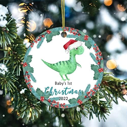 Baby Božić tree Ornament, prvi Božić Custom Baby Name Ceramic Ornament, 2022 Novi Baby Garland Ornament, novorođeno dijete 3 inča uspomena za porodični prijatelj Holiday Decor poklon