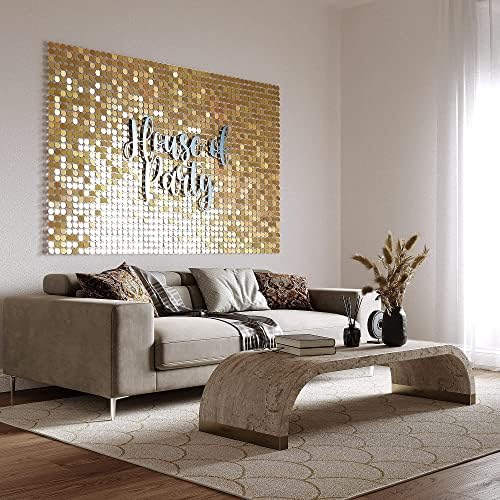 HOUSE of PARTY Gold Shimmer zid pozadina - 12 ploče Round Sequin Shimmer pozadina za rođendan dekoracije | godišnjica, vjenčanje &