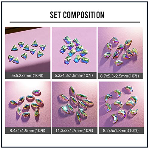60kom Nail Art materijali dragulj sa paketom za prikupljanje oblika u 6 stilova