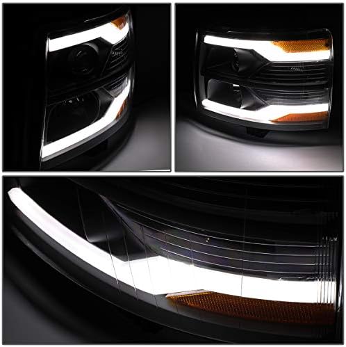 Auto dinastija [Halogen] dual LED DRL Strip projektor farovi kompatibilni sa 2007-2014 Chevy Silverado 1500 2500HD 3500HD, strana vozača i suvozača, dimna sočiva