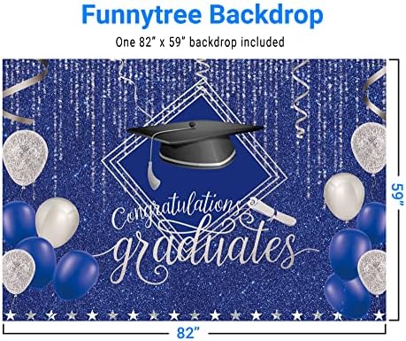 Funnytree 7x5ft 2023 pozadina za diplomiranje klase za fotografiju mornarica i srebrna Bachelor kapa Balloon Grad čestitke Party Banner
