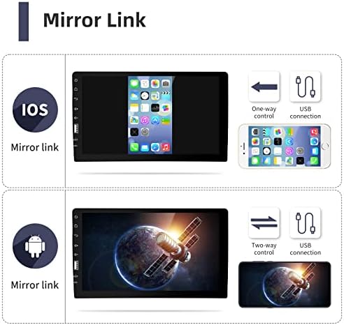 Single Din Car Stereo Apple Carplay radio sa Bluetoothom, hodozzy 9 inčni automobilskim automobilom, FM am Audio prijemnik, IOS / Android ogledalo Link USB auto multimedijski uređaj, mikrofonska kamera