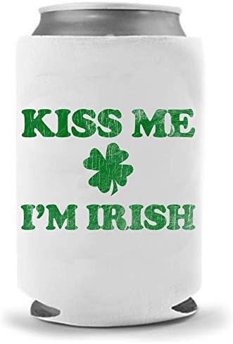 Dan St Patricks, poljubi me, ja sam Irca Shamrock Coolie | Funny Novelty Can Cooler Coolie Huggie | Držač pića - pivski pokloni Početna