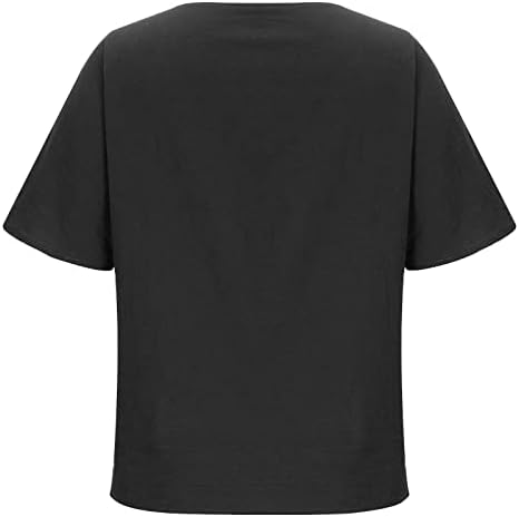 Ženska pamučna posteljina majica The Trendy maslačak tiskani kratki rukav Tunik TEES casual labavi comfy o-vrat bluze