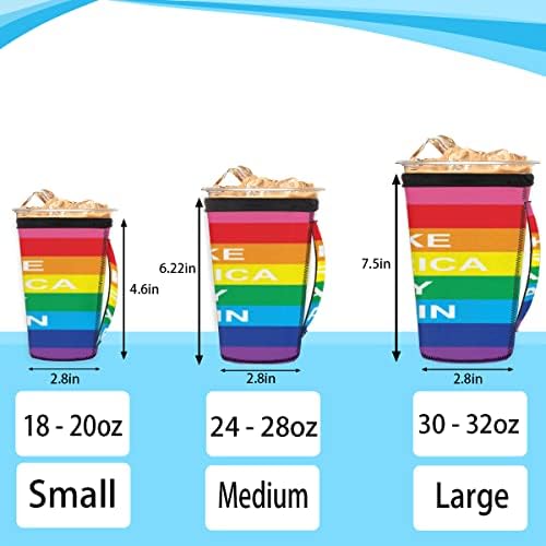 Rainbow Pride Striped za punjenje za punjenje kafe s ručicama neoprenske čaše za sode, latte, čaj, pića, pivo