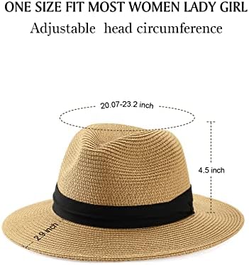 Sunčana slamska plaža Ljetni šeširi za žene sa UV zaštitom Široka Brim Fedora Panama Paketible Hat za putovanja