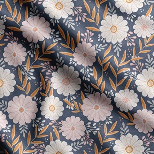 Soimoi cvjetni Print, dekor od svilene tkanine za šivanje tkanina po dvorištu-42 inča široka dekorativna tkanina za košulje, odijela,kravate-plava