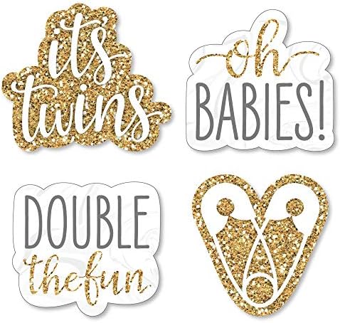 Velika tačka sreće To su blizanci-DIY u obliku Zlatni Blizanci za tuširanje beba izrezi-24 Count