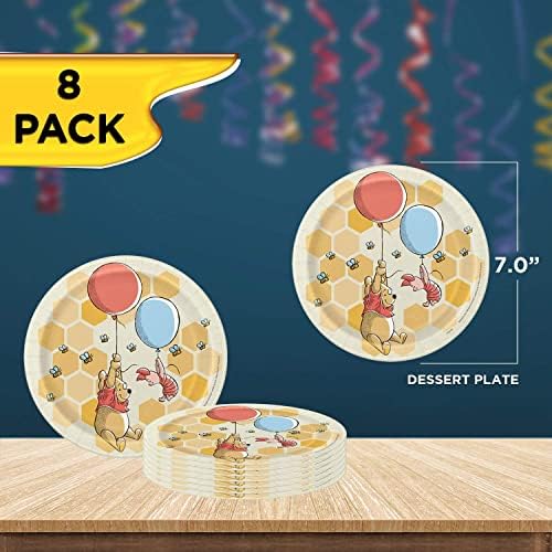 Unique Winnie The Pooh & nbsp;Birthday Party Bundle 8 Večera & amp; 8 desertnih tanjira, 16 salveta za ručak , za 8 osoba i 1 Saguaro