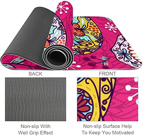 Siebzeh Pink Skull Premium Thick Yoga Mat Eco Friendly Rubber Health & amp; fitnes non Slip Mat za sve vrste vježbe joge i pilatesa
