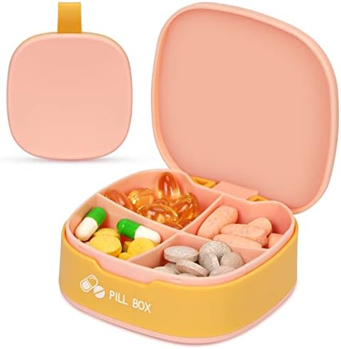 Naturetouch Organizator pilula, 4 puta dnevno prenosiva kutija za pilule, dnevna kutija za pilule za hranu za žene i muškarce koja drži Vitamin, lijekove, suplemente, Pink