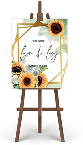 Vjenčanje Welcome Sign Wood suncokretorni cvjetovi MR & MRS Seoska kuća Vjenčani ukrasi Personalizirani par imena i datum vjenčanja