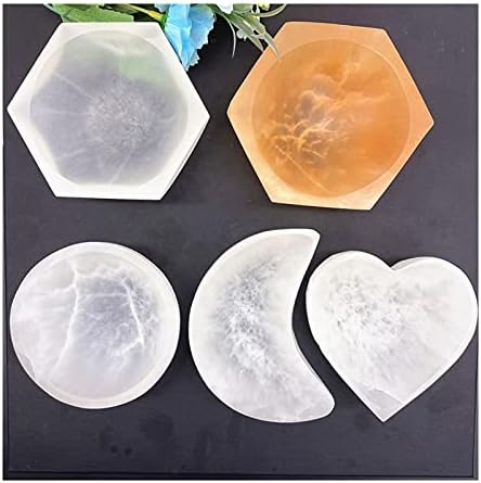 Zym116 1pc Prirodno bijelo i narančasto Selenite Love Moon Hexagon Bowl Gips kamen Kvarcni Kristalni kamen za kućne kuće