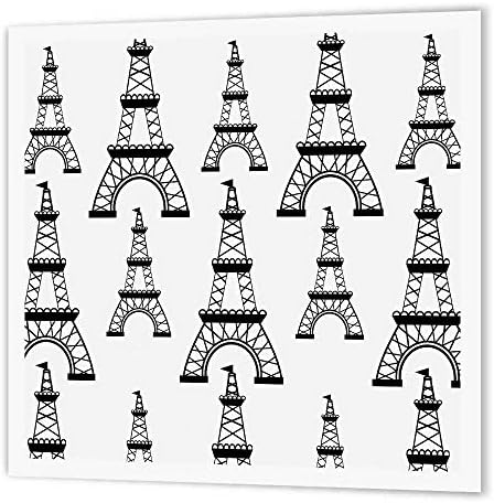 3Droza HT_164473_1 Paris Chic crno-bijeli Eiffel Towers Glačalo na prijenosu topline, 8 do 8 , za bijeli materijal