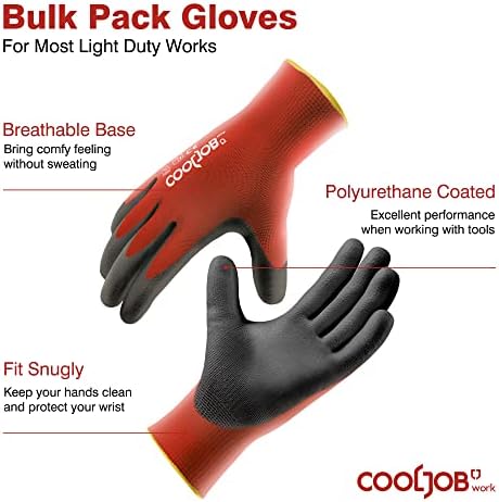 COOLJOB Red X-velike PU obložene radne rukavice za muškarce i žene & radne rukavice sa saćem(pakovanje od 3)