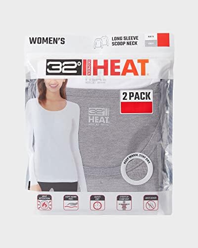 32 stepena Ženska 2 paketa ultra lagana termalna majica dugih rukava | Vrh izreza