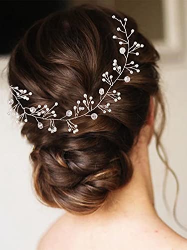 CASDRE vještački dijamant nevjesta vjenčanje Hair Vine Silver Pearl Bridal traka za glavu vjenčanje Hair Accessories za žene i djevojčice