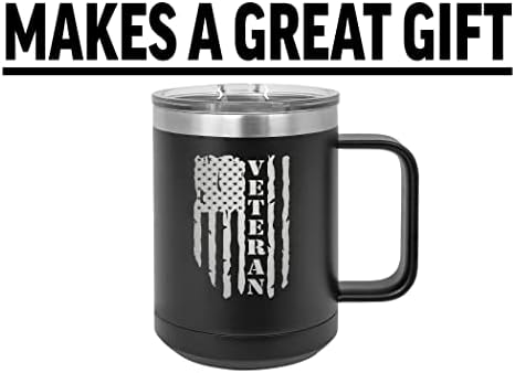 Rogue River Tactical USA otrcana američka zastava Veteran od nerđajućeg čelika za teške uslove rada Crna čaša za kafu sa poklopcem