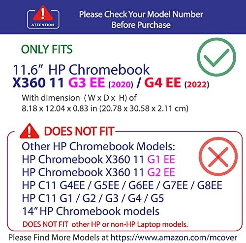 McOver Case kompatibilan za 2020 ~ 2022 11,6 HP Chromebook X360 11 G3 EE / G4 EE prijenosna računala - plava