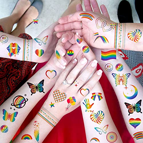 Rainbow Privremene tetovaže - LGBT Rainbow Gay Pride Rainbow Tattoos Naljepnice Zastava zaslona Vodootporne tetovaže za tijelo Naljepnica za djevojke Dječja Party Favors Decor Tettoo naljepnice ...