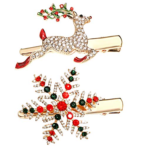 Božić kopče za kosu za žene djevojke Božić sob vijenac Hair Clip Holiday Rhinestone Snowflake ukosnice Svečana kosa ukosnice Party