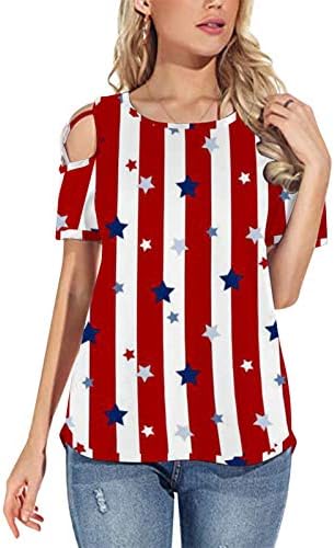 4. jula majice za žene kratki rukav O vrat tunike vrhovi američka zastava zvijezde prugaste Patriotske bluze Top