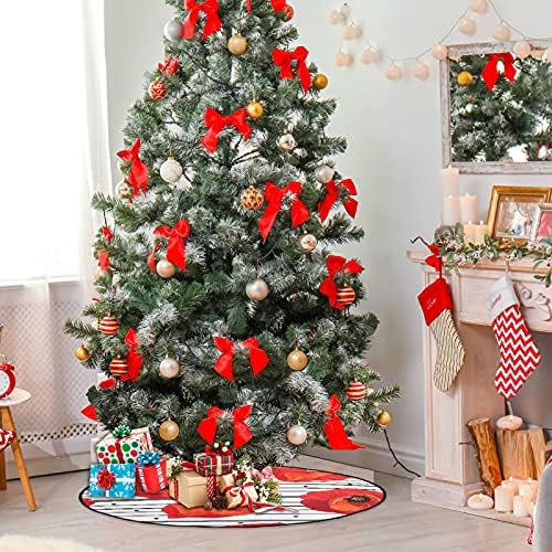 Crvene makpies Stripes Bijela božićna stabla Mat vodootporna stalka za stalke Mat tepih ispod božićnog drvca Pribor za Xmas Ornament Holiday Homesbany Dobitnica 28 inča