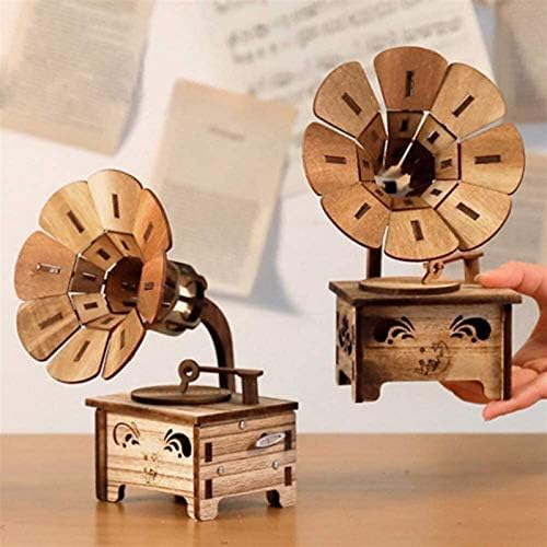 Alremo Huangxing - rođendanski poklon gramofon Početna Dekoracija Dodatna oprema Poklon Wooden Music Box Kućni dekoracija Muzička