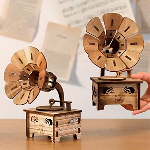 Alremo Huangxing - rođendanski poklon gramofon Početna Dekoracija Dodatna oprema Poklon Wooden Music Box Kućni dekoracija Muzička kutija Dekoracija Poklon