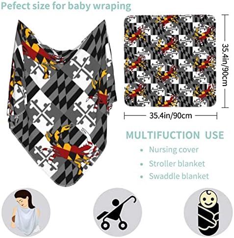 Maryland State Flag Crab Baby prekrivač prima pokrivač za novorođenčad novorođenčad swir warmry kolica